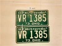 License Plates Ohio Pair 1973