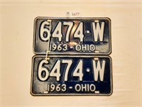 License Plates Ohio Pair 1963
