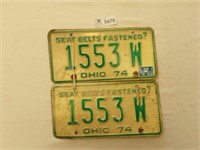License Plates Ohio Pair 1974
