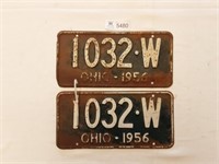 License Plates Ohio Pair 1956