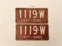 License Plates Ohio Pair 1957