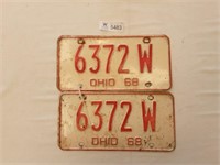 License Plates Ohio Pair 1968