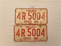 License Plates Ohio Pair 1968 Truck