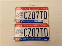 License Plates Ohio Pair 2003 Bicentennial