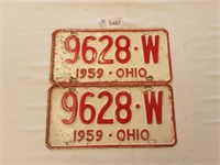 License Plates Ohio Pair 1959