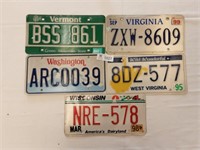 License Plates VT, VA, WA, WV, WI