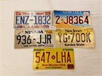 License Plates NJ, NM, NE, NV, NC
