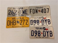 License Plates Texas (2) Alaska (1) Maryland (1)