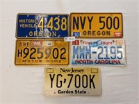 License Plates New Jersey, North Carolina,  Oregon