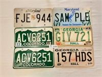 License Plates Maryland (2) Colorado (pr) Georgia