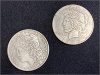 1903 Morgan & 1935 Peace Silver Dollars