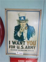 Uncle Sam US Army Sign 12x16"