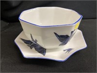 Victoria Austria Porcelain Blue Bird Bowl