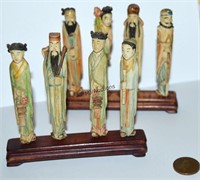 Carved Painted Bone Ivory Chinese 8 Immortals