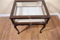 Glass Top Curio Display Table - Lift Top w Drawer