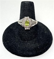 Sterling Peridot "Poison Ring" 3 Gr Size 8