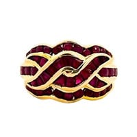 Ruby Braided Wide Band Ring 10k Gold