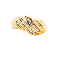 Diamond Baguette Wide Band Ring 14k Gold