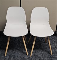 Pair White Plastic Molded Chairs