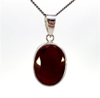 15 Carat Ruby and Sterling Silver Pendant