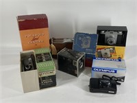 ASSORTED LOT OF VINTAGE CAMERAS W/ BOX