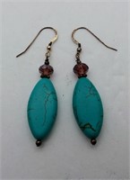 Turqoise styled and glass bead earrings