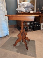 Antique Single pedestal Wooden Accent Table