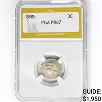 1885 Nickel Three Cent PGA PR67