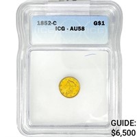 1852-C Rare Gold Dollar ICG AU58