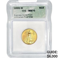 1999-W US 1/4oz Gold $10 Eagle ICG MS70
