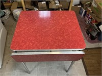1950's chrome & red drop leaf breakfast table