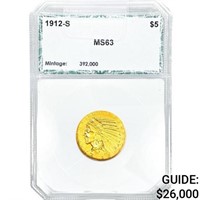 1912-S $5 Gold Half Eagle PCI MS63