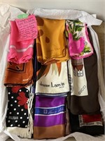 35 vintage designer silk scarves, Gucci, Dior, etc