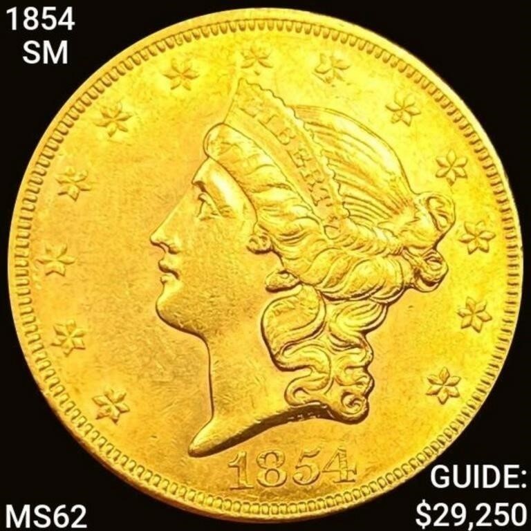 1854 SM DT $20 Gold Double Eagle UNCIRCULATED