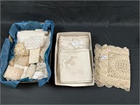 Cluny lace placements, embroidered napkins, etc