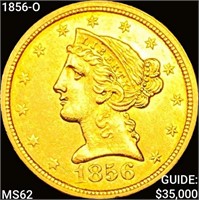 1856-O $5 Gold Half Eagle SUPERB GEM BU