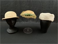 Lot of 3 vintage womans hats shown