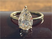 2.42 Cts Pear Cut Diamond Engagement Ring 14 Kt