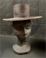 Vintage youth size black straw hat