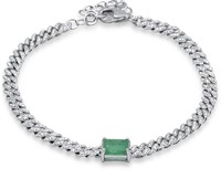 1.70 Ct Emerald Diamond Bracelet 14 Kt