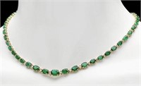 $27,920 24.10 Ct Emerald Diamond Necklace
