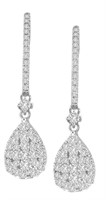 $ 4500 1.10 Ct Diamond Cluster Dangle Earrings