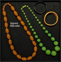 Vintage Bakelite Necklaces Bracelets Egg Yolk