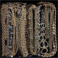 Gold-Tone Chain Necklaces & Bracelet Lot