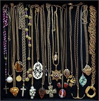 antique Pendant Necklaces Rosary Jewelry Lot