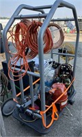 Cart w/ext cords,copper tubing,casters w/free-on,