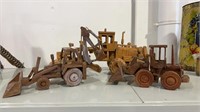 3 X HAND MADE TIMBER TRACTORS