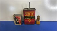 SHELL LIGHTER AND CLEANING FLUID HANDY OILER TIN