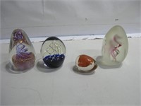 Four Glass Decor Paperweights See Info