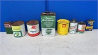 ASSORTED GREASE AND OIL TINS VARIOUS BRANDS